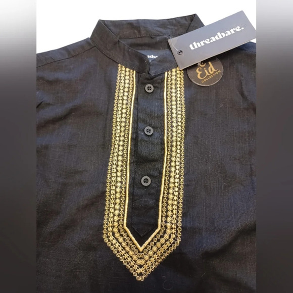 Threadbare NWT Long Sleeve Black Kurta Shirt Size 9-10 Years - Picture 4 of 8